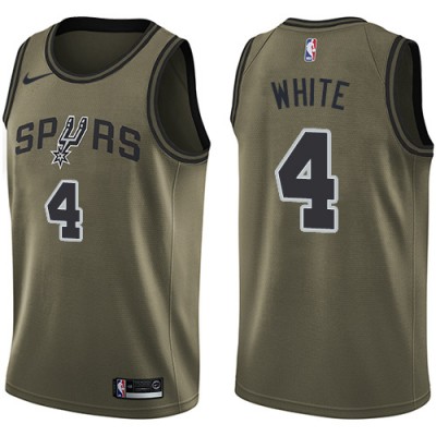 Nike San Antonio Spurs #4 Derrick White Green Youth NBA Swingman Salute to Service Jersey